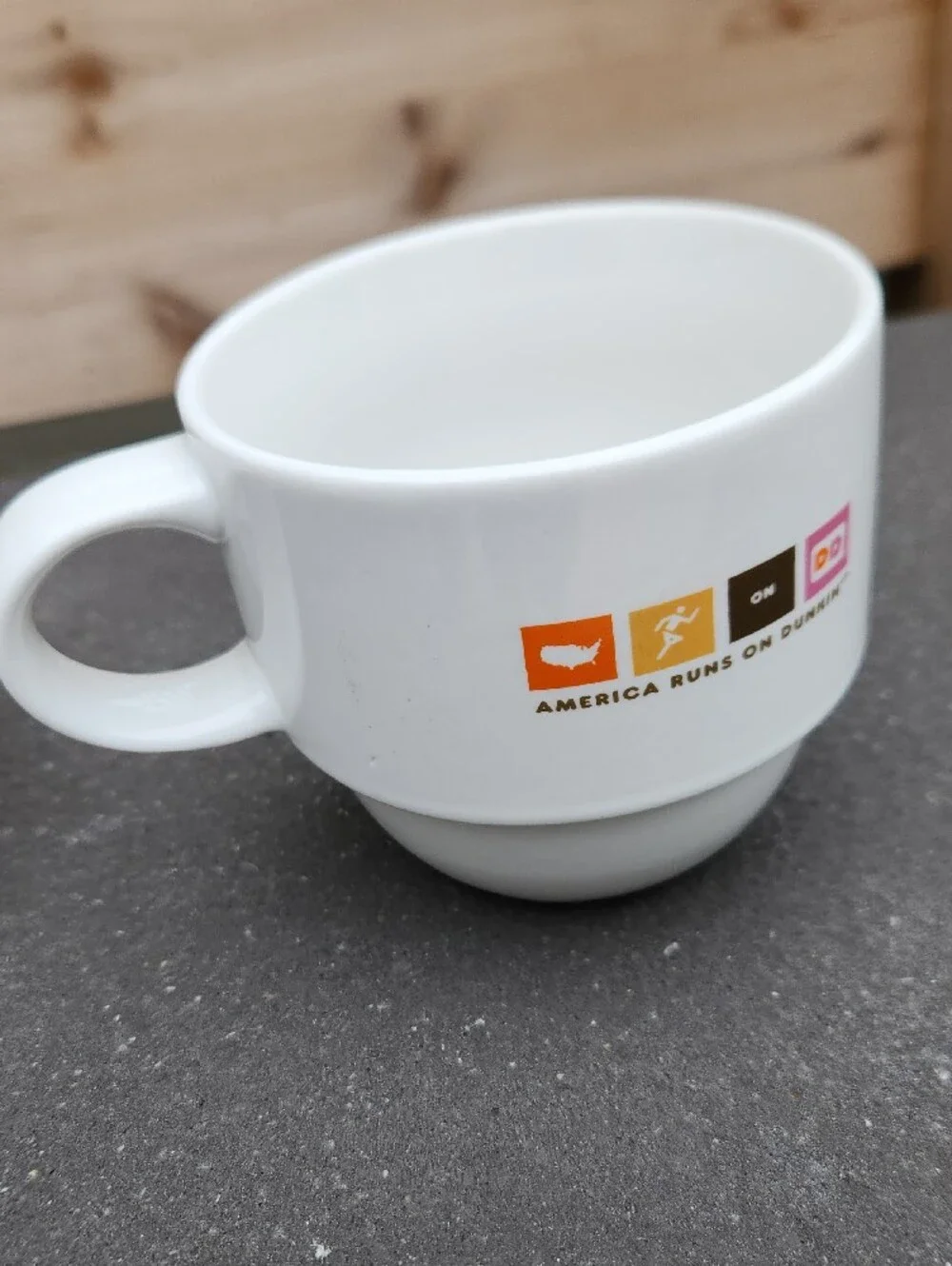 Vtg. Set Of 2 Dunkin-Inspired White Ceramic Coffee Mugs Set